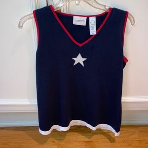 Petite navy top with white star. Liz Claiborne.